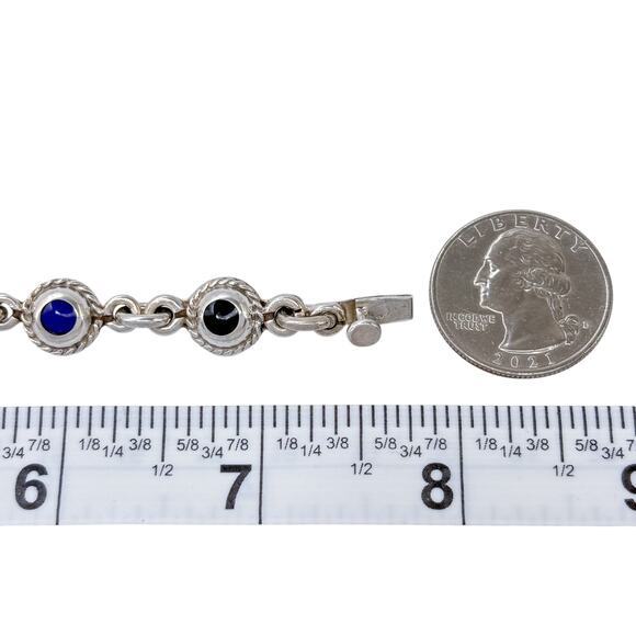 Estate Taxco Mexico Sterling Silver 925 Multi-Gem Bracelet 7.5" - Picture 6 of 8